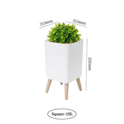 Wooden High Foot Trash Can For Bathroom Creative Kitchen